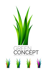 Set of abstract eco plant icons, business logotype nature green
