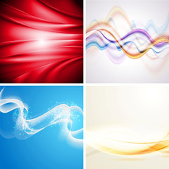 Set of abstract colorful wavy backgrounds. Raster template