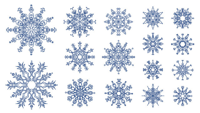 Snowflakes isolated on white background.