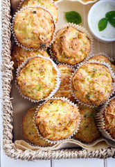 Zucchini, herbs and feta muffins