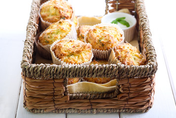 Zucchini, herbs and feta muffins