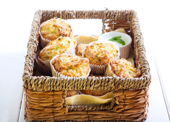 Zucchini, herbs and feta muffins