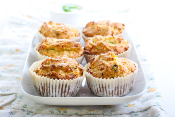Savory courgette, herbs and feta muffins