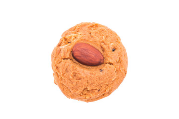 Almond cookie on white background