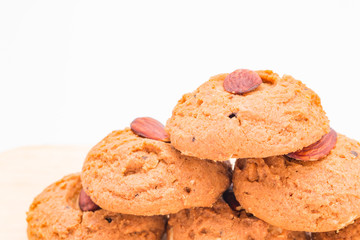 Almond cookie on white background