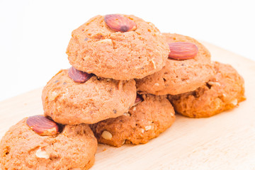 Almond cookie on white background