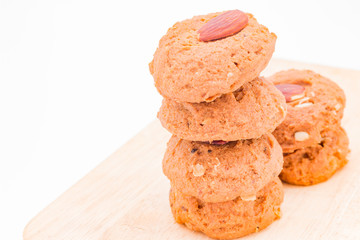 Almond cookie on white background