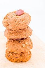 Almond cookie on white background