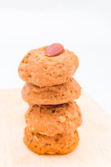 Almond cookie on white background