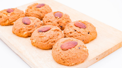 Almond cookie on white background