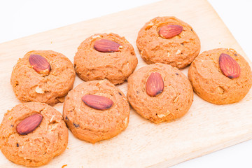 Almond cookie on white background