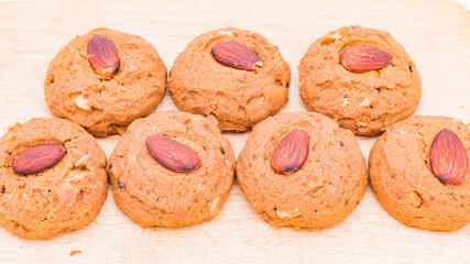 Almond cookie on white background