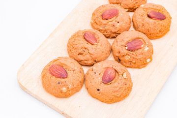 Almond cookie on white background