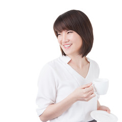 Coffee break in business woman hand