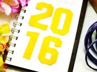 vintage happy new year background happy new year lettering with the gift on wooden background