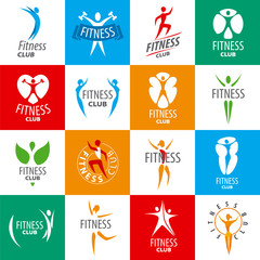 large set of vector logos for fitness clubs