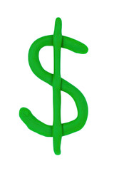 
Dollar from children bright plasticine - Stock Image macro.
