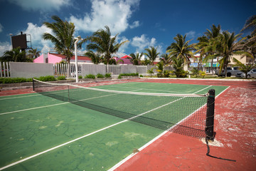 Outdoor tennis net at court