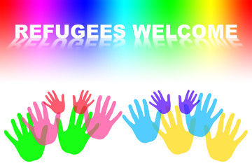 Fototapeta premium Helfende Hand für Flüchtlinge