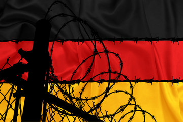 Germany national flag with barbed wire