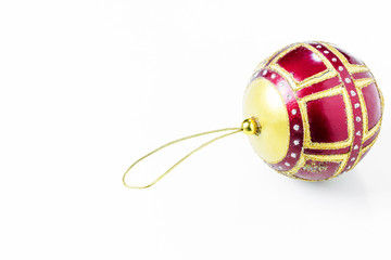 christmas decoration red ball over white background