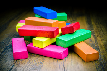 Colorful wooden blocks game for children, Concept image