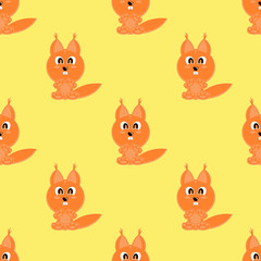 Seamless vector background funny animals symbol SQUIRREL