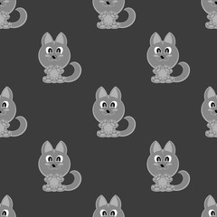 Seamless vector background funny animals symbol WOLF