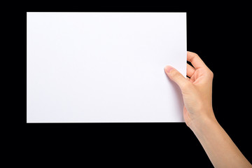 Hand with blank sheet of paper