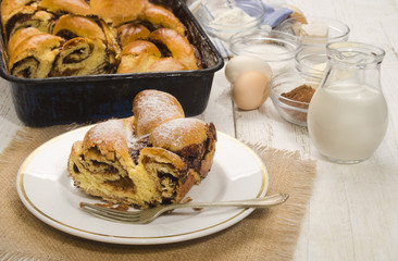 sweet hungarian braided cake with cocoa