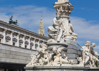 Fototapeta na wymiar Pallas Athene Fountain, Austrian Parliament