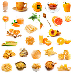 orange and yellow color products collage