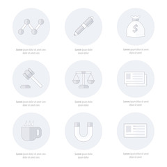 Office icons flat design Line icons style