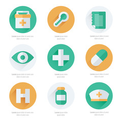 Flat icons set of medical tools