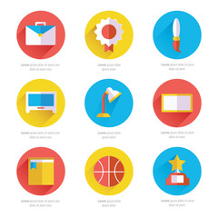 Set of flat school and education icons set