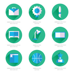 Set of flat school and education icons set 2 color