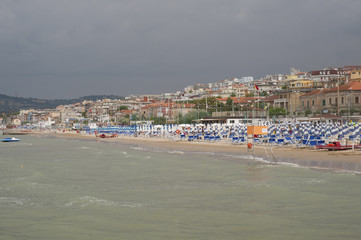 Fototapeta na wymiar ITALY, Falconara Marittima - AUGUST 14, 2013: View of the beach