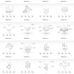 White infographic 3d Graph template Vector