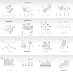 White infographic 3d Graph template Vector