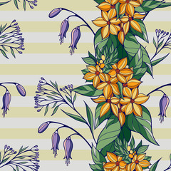 pattern of colourful flowers and horizontal stripes