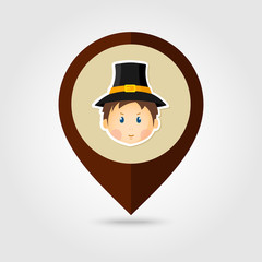 American Pilgrim children mapping pin icon