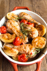 Oven baked chicken and vegetables