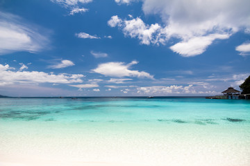 Fototapeta na wymiar Tropical landscape with turquoise sea and sandy beach