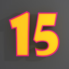 Number fifteen  3d illustration 