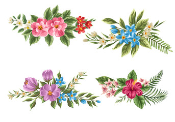 Set of floral bouquets