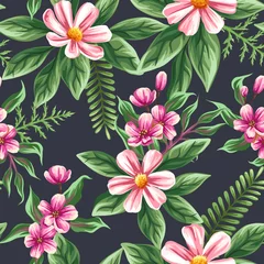 Fotobehang Tropische Bladeren Floral seamless pattern  © hoverfly