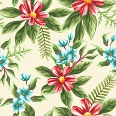 Fototapeten Tropische Blätter Floral seamless pattern  © hoverfly