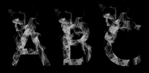 Font smoke. Letters A, B, C