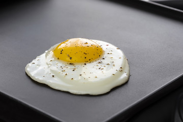 Cooking  fried eggs on electric barbecue