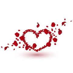 Heart of roses petals